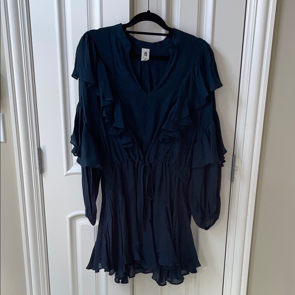 Elegant Long Sleeve Navy Dress